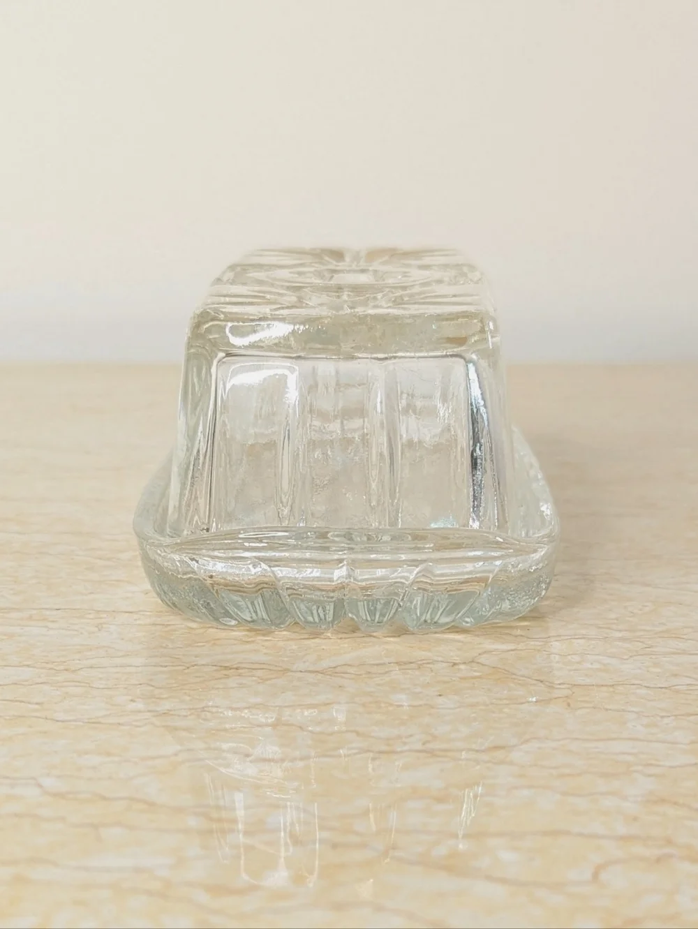 Vintage Anchor Hawking Prescut Clear Glass Star & Fan Design Butter Dish & Cover